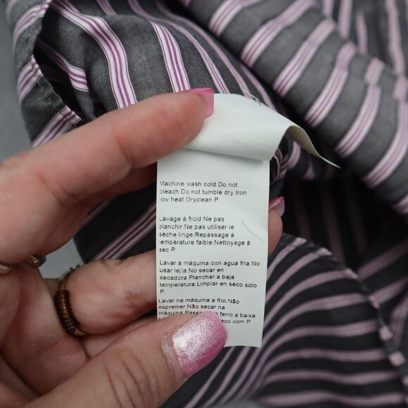 Hugo Boss Shirt Mens XL Gray Purple Striped Flip Cuff Office Button Up Dress - Picture 10 of 16